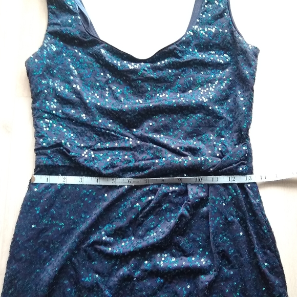 Love Reign Sequined Metallic Blue Tank Strap Lined Bodycon Mini Dress, Medium - Picture 9 of 13